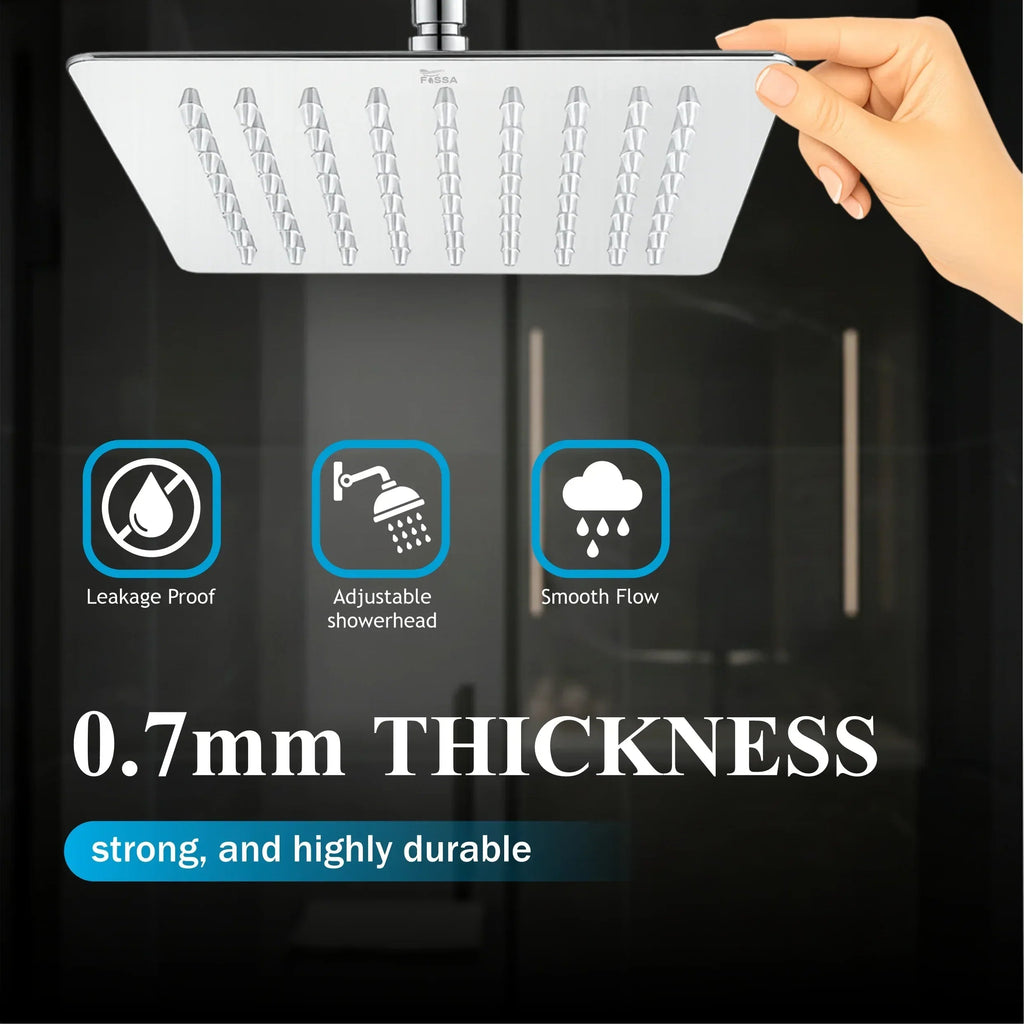 Ultra (6x6 Inches) 304- Grade Stainless Steel Chrome Finish Overhead Shower With Arm (12 Inch)-3