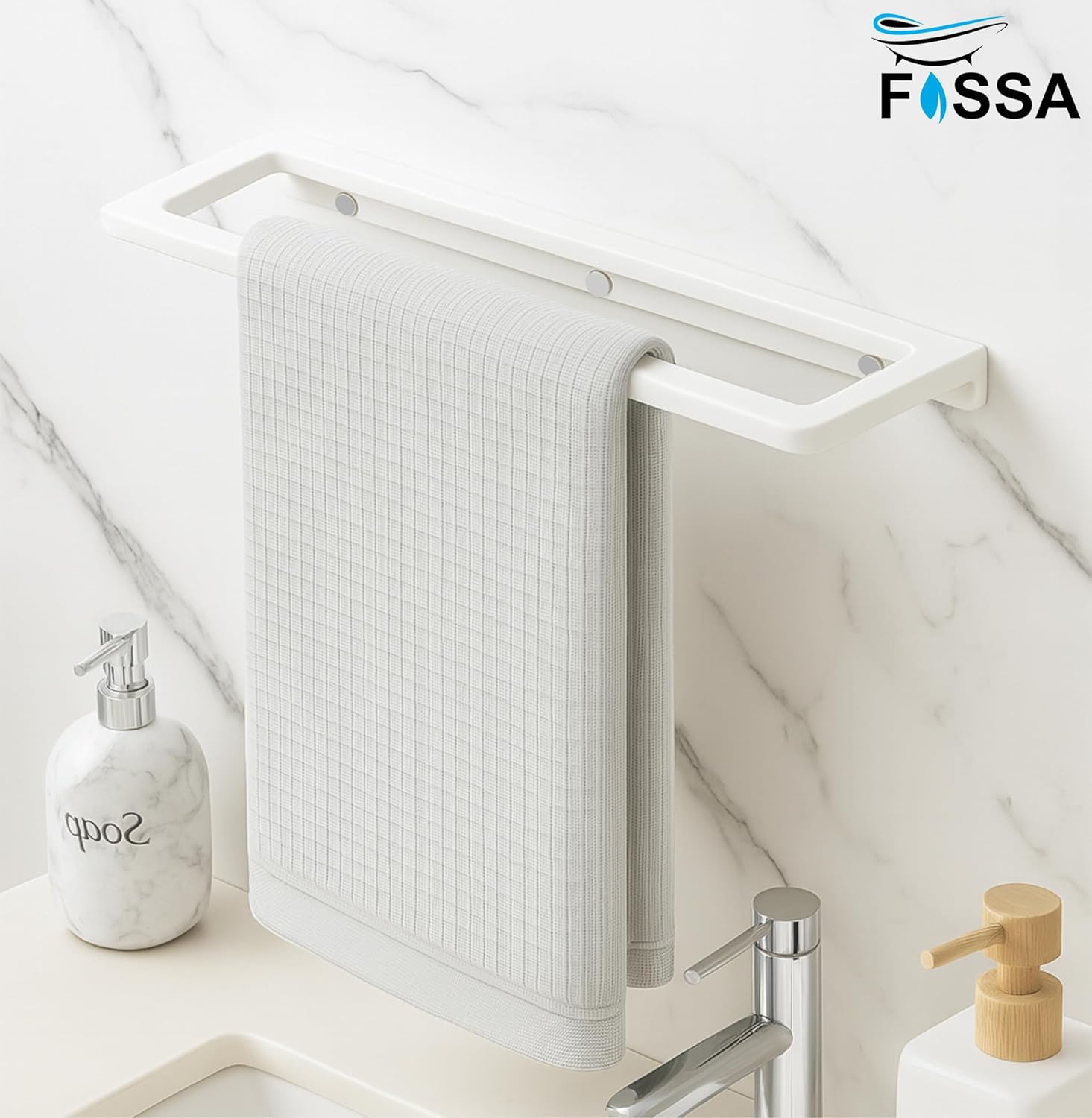 Ceramic Wall Mounted Towel Shelf White Quartz (RW-126)-1