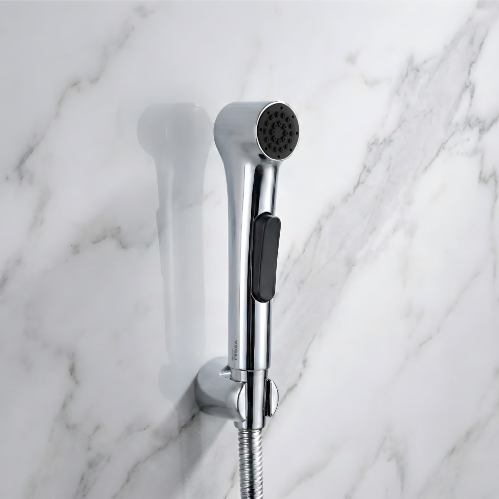 Aqua Silver ABS Health Faucet with 1 Meter 304-Grade SS Hose Pipe & Hook-0