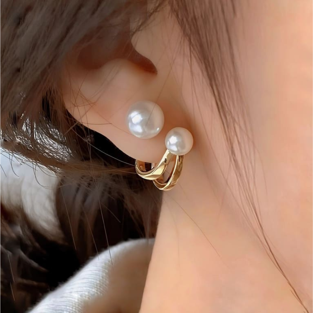 Double Pearl Stud Earring - Sori Style-1
