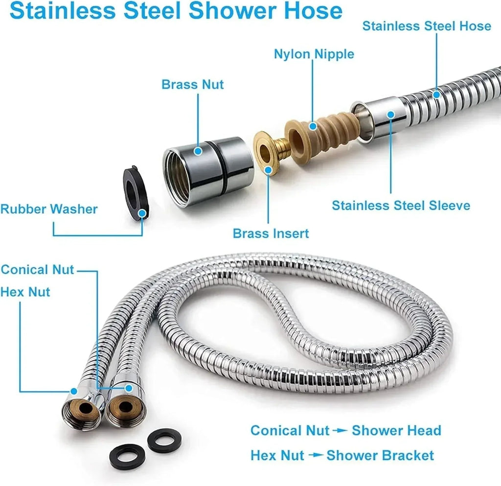 Dezire Rain Handheld Shower Head Chrome Finish Smooth Water Flow-3