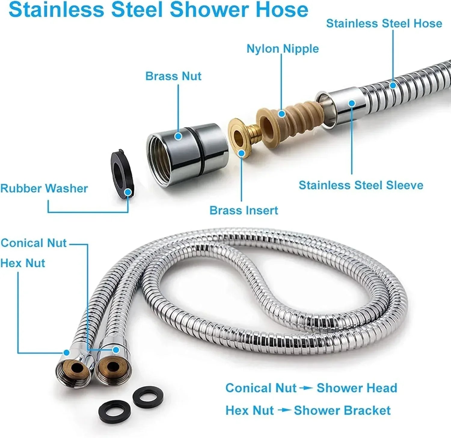 Dezire Rain Handheld Shower Head Chrome Finish Smooth Water Flow-3