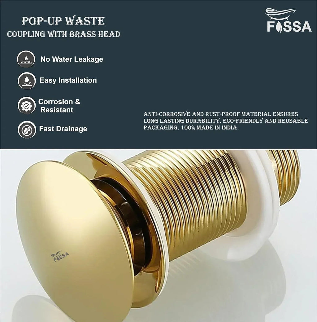 3 Inch Gold  Brass Pop Up Waste Coupling