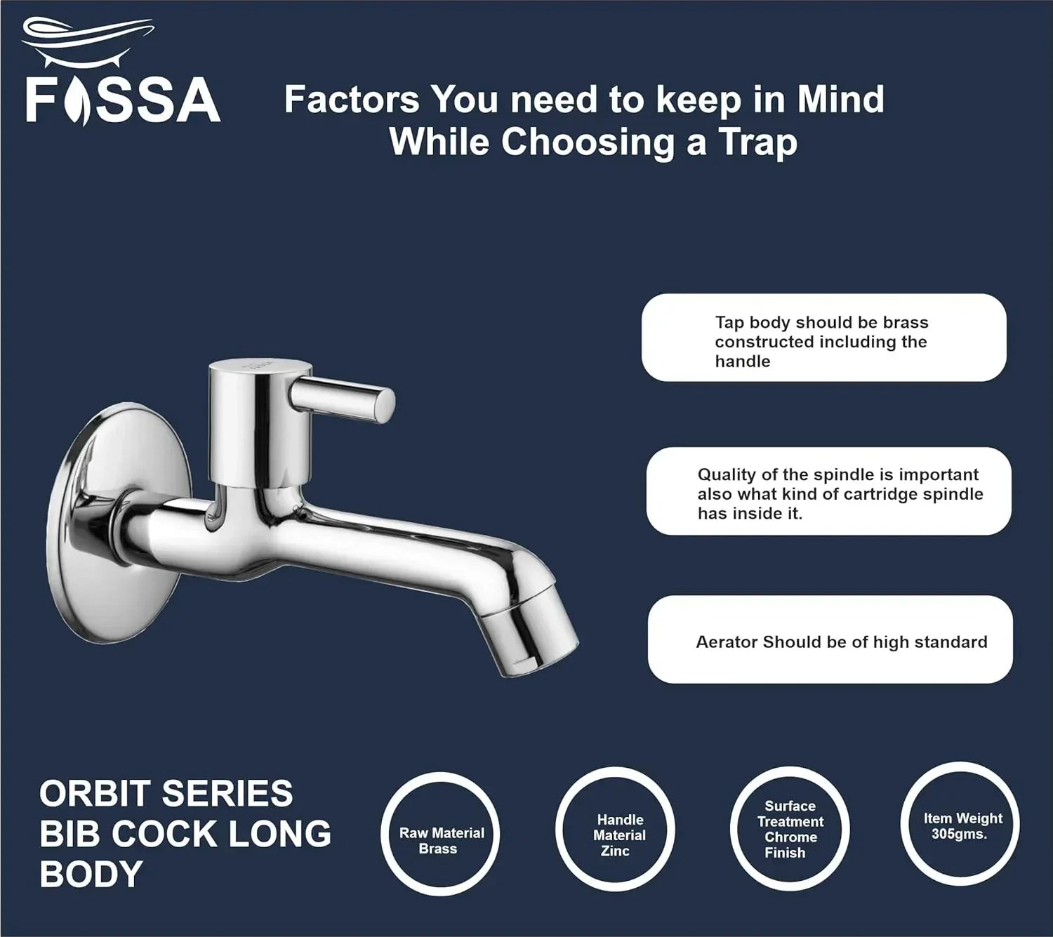 Orbit Brass Faucet Bib Cock Tap (Long Body)-3