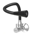 Brass Sink Cock Single-Flow Stainless Steel Flexible 360° Swivel Spout Kitchen Sink Tap Black