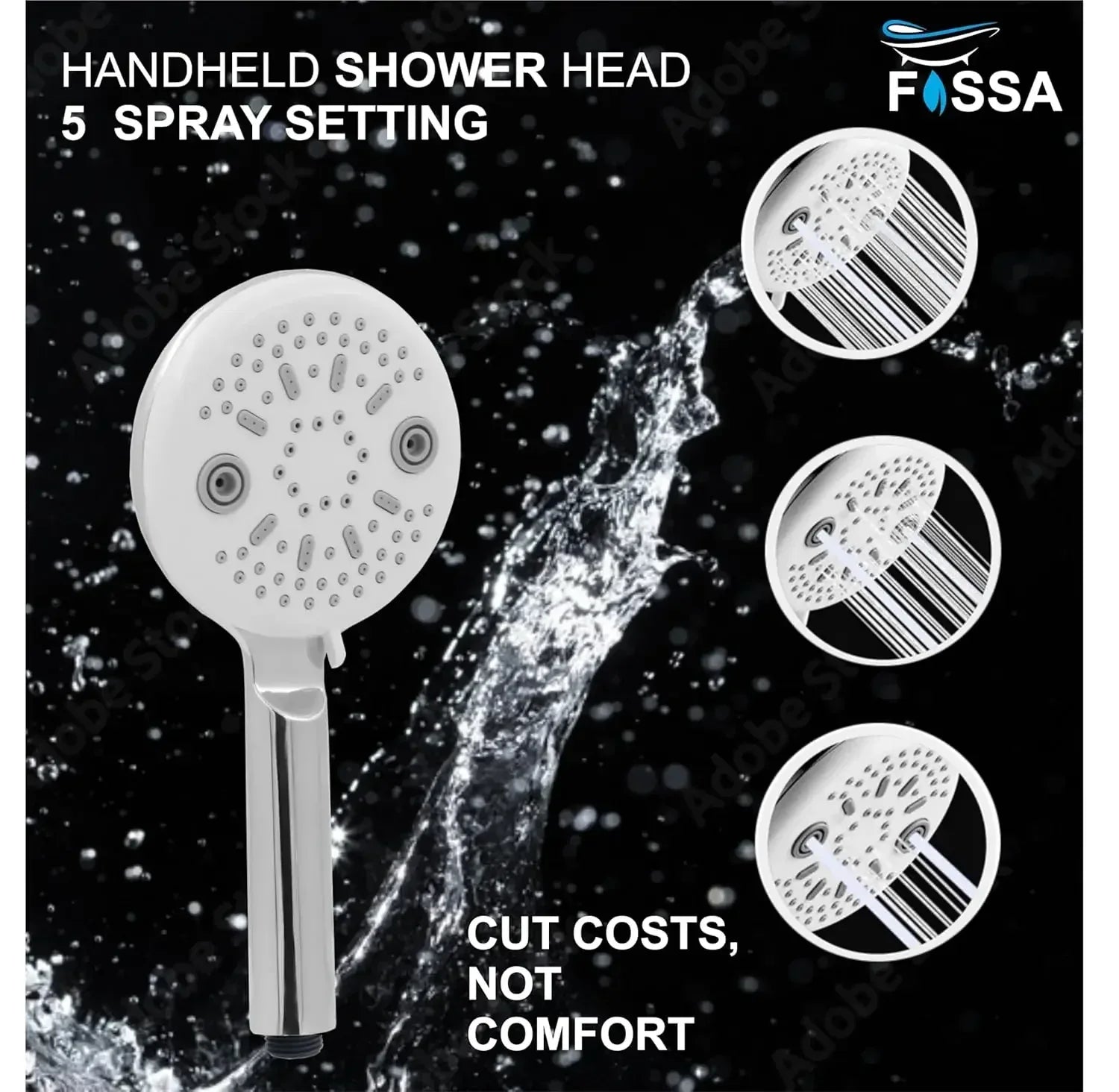 Panda 3 Sprey Modes Chrome Finish Hand Shower With 1.5 Meter Hose Pipe & Hook-2
