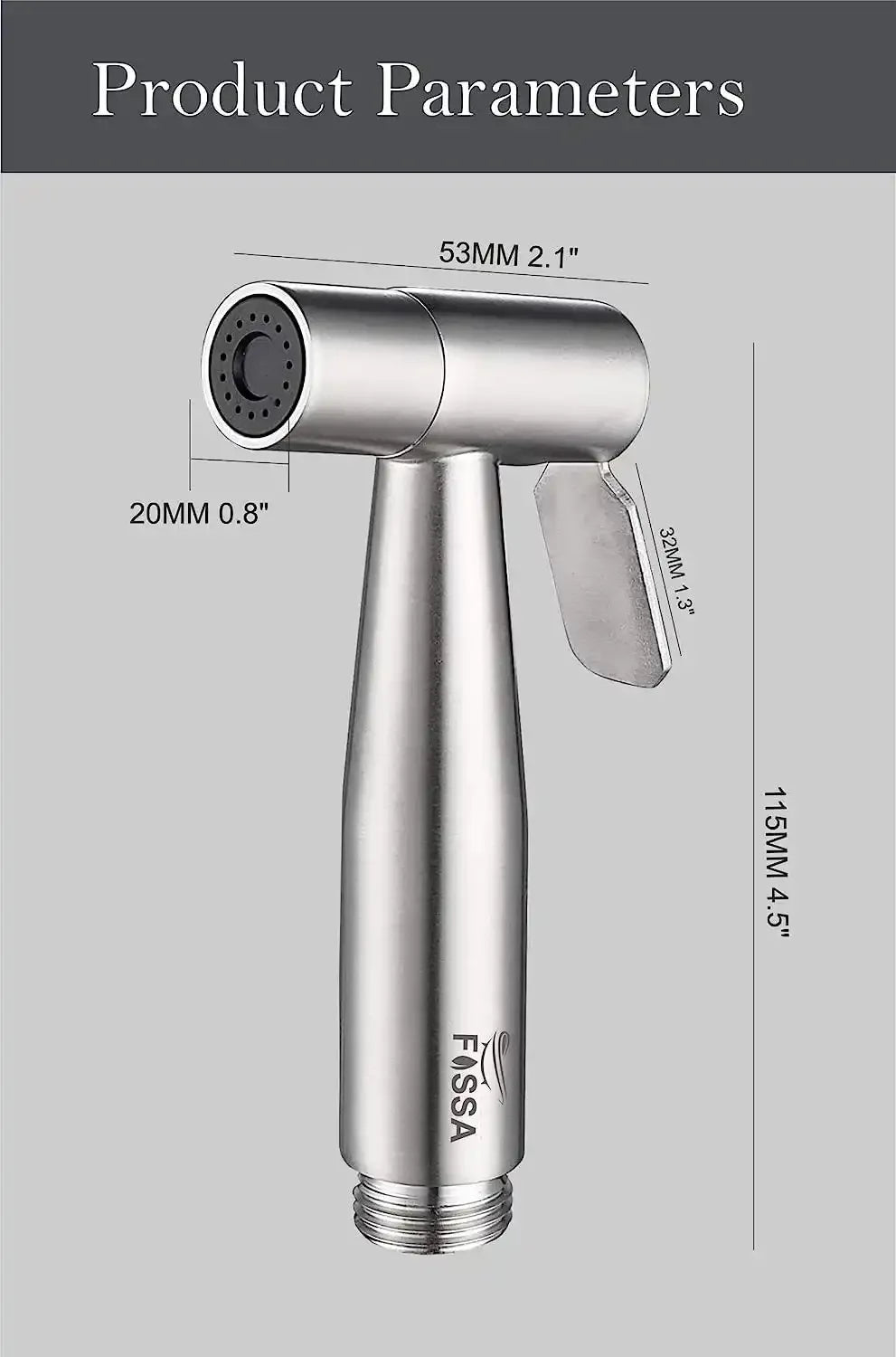 Hand Held Bidet Sprayer Silver ABS Health Faucet with 1 Meter 304-Grade SS Hose Pipe & Hook-2