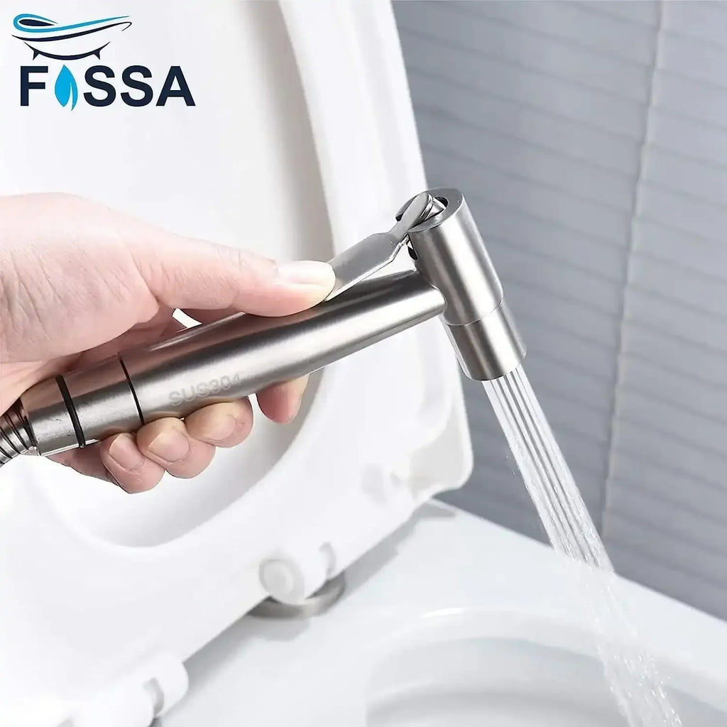 Hand Held Bidet Sprayer Silver ABS Health Faucet with 1 Meter 304-Grade SS Hose Pipe & Hook-4
