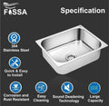 Fossa 18"X16"X09" Single Bowl Stainless Steel Kitchen Sink With SS Coupling Glossy Finish FIS-001 J