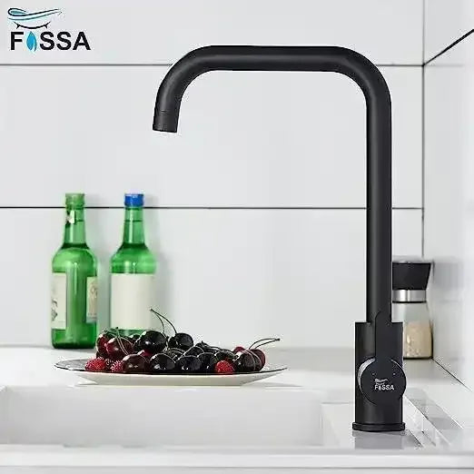 Single-Flow L Bend 360° Hot & Cold Brass Stainless Steel Kitchen Mixer Faucet Black-2