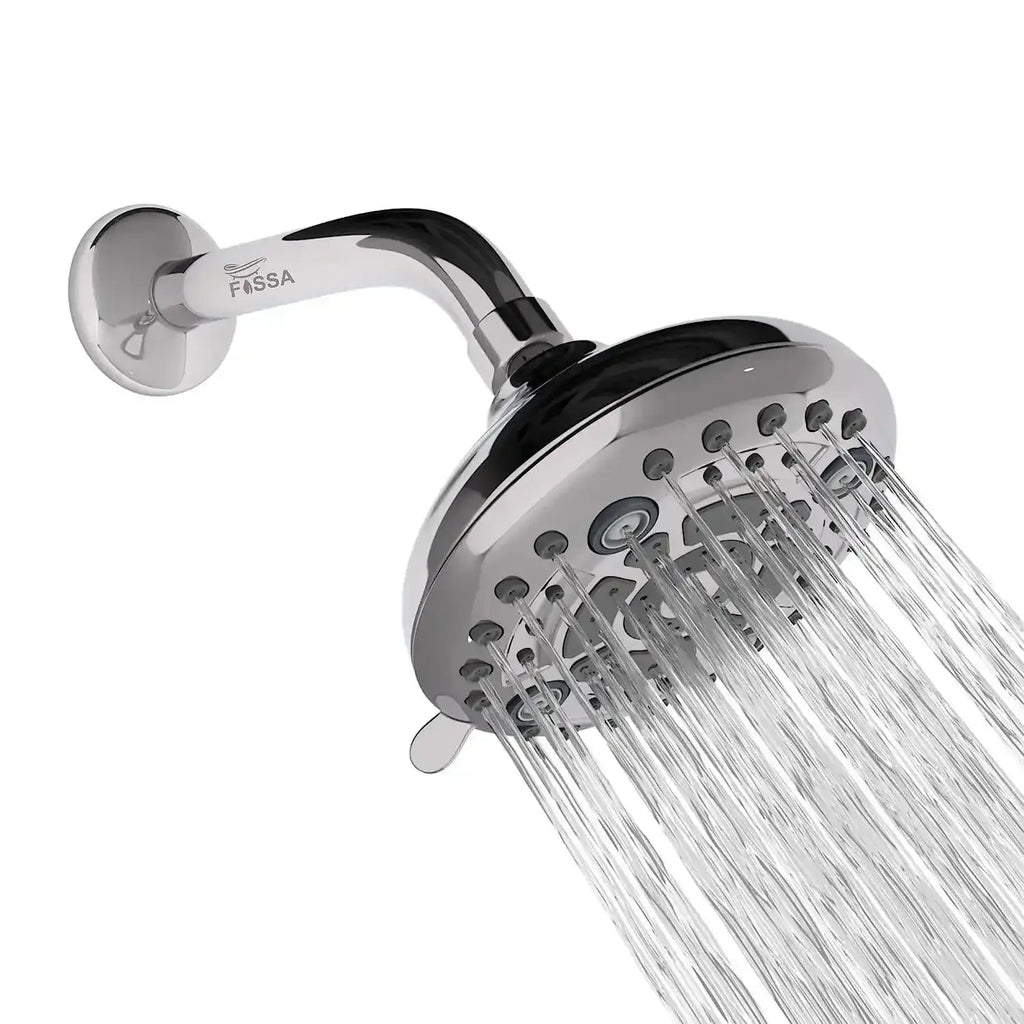 Fixed ( 5 Inches ) 304- Grade 6 Spray Settings Stainless Steel Silver Finish Overhead Shower( Arm 9 Inch )