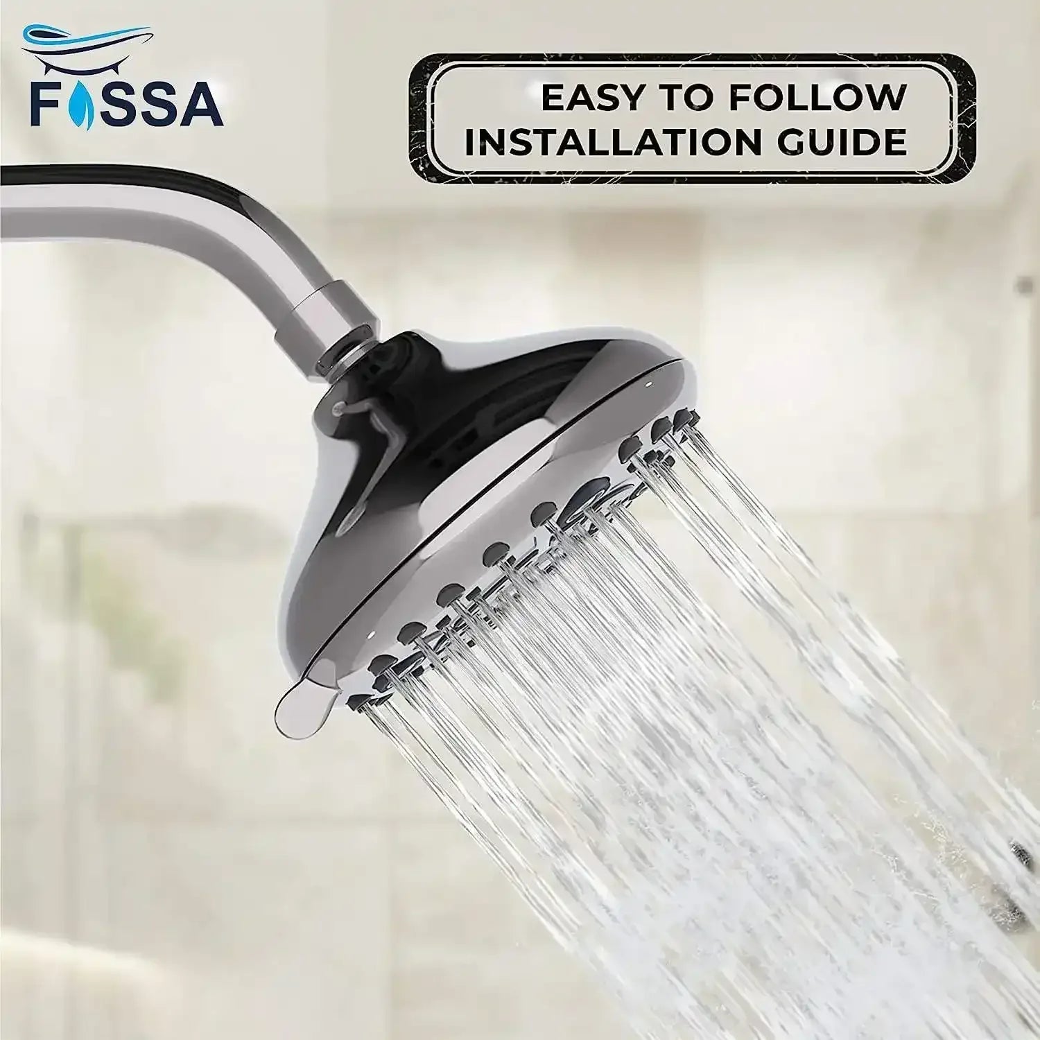 Fixed ( 5 Inches ) 304- Grade 6 Spray Settings Stainless Steel Silver Finish Overhead Shower( Arm 9 Inch )