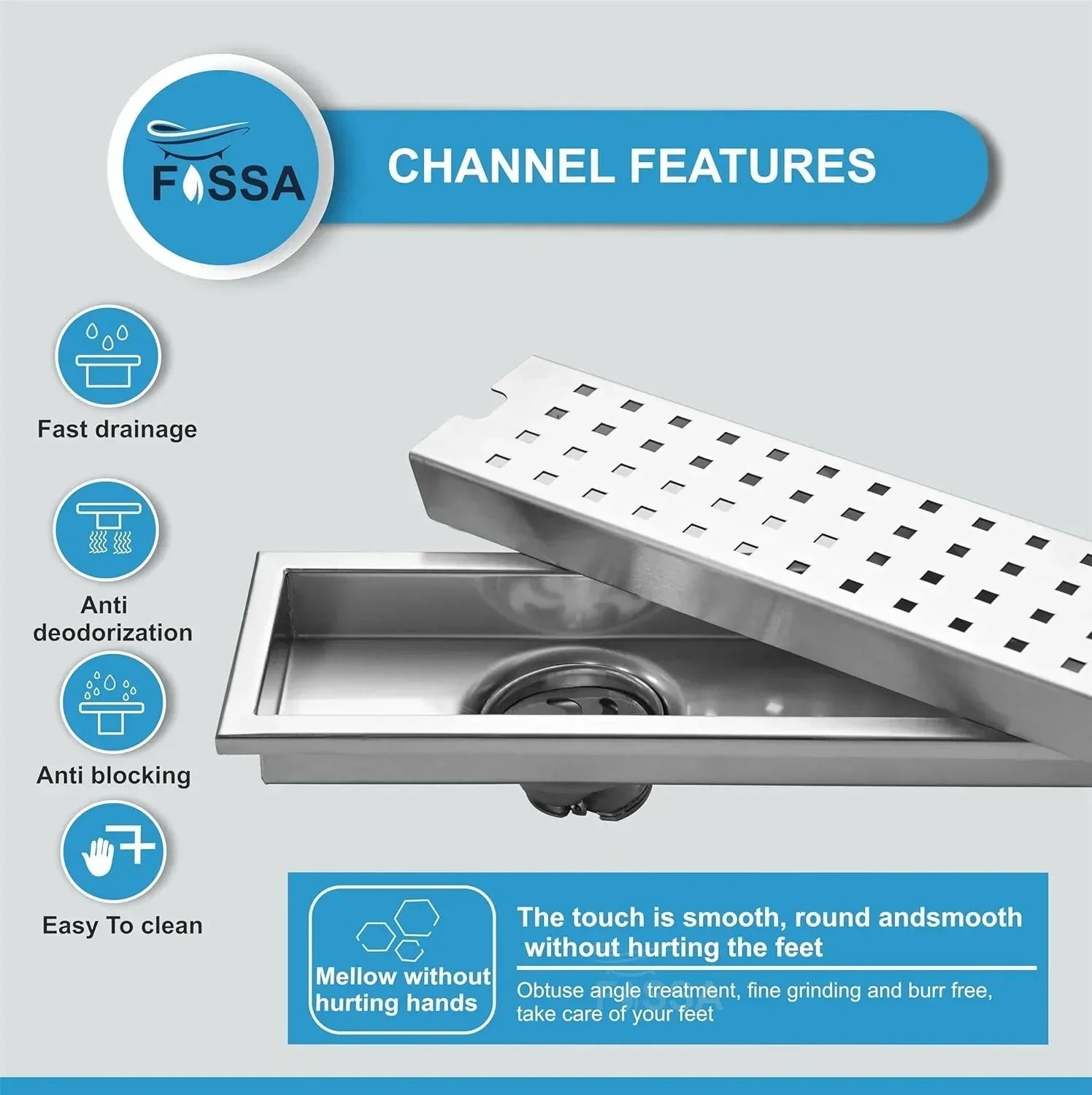 Ultra (24 x 4 Inches) 304 Grade Brushed Shower Drain Channel Floor Drain-3