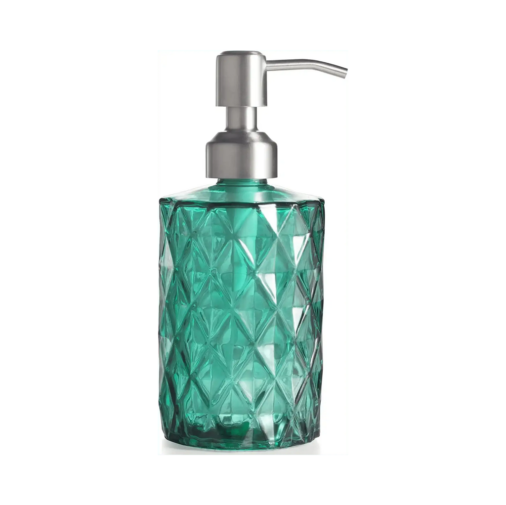 350ml Diamond White Glass Soap Dispenser Green