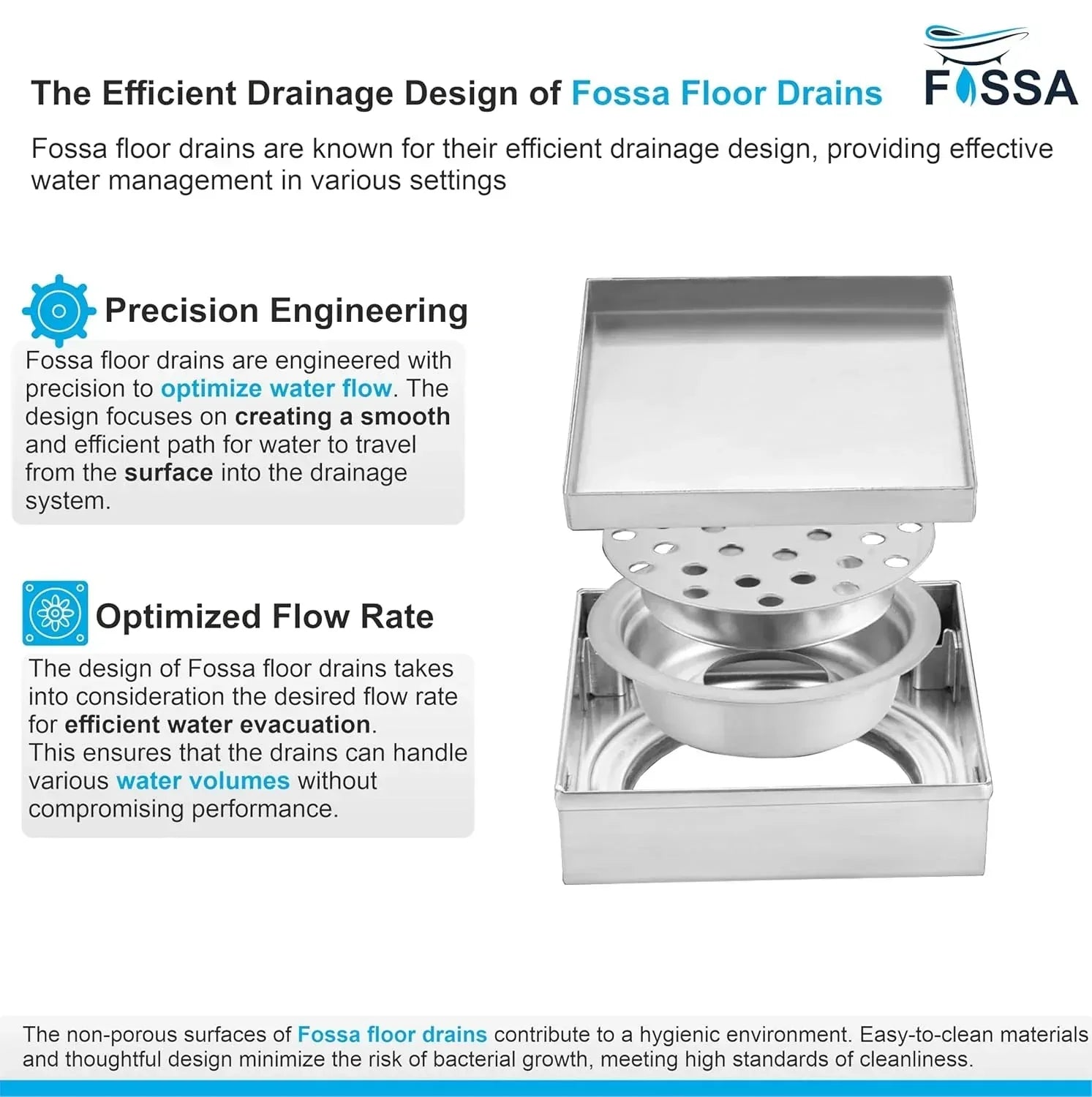 Marble Floor Drain (5 x 5 Inches) 304-Grade Stainlees Steel-4