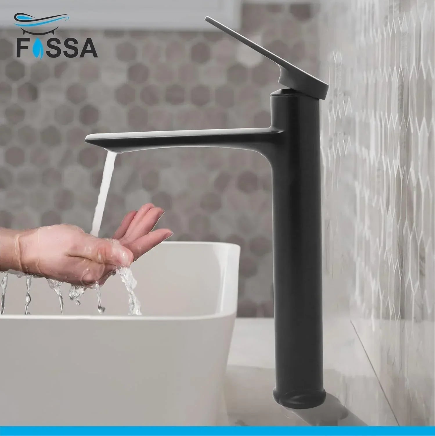 Opera Extended Body Brass Wash Basin Mixer Tap (Black)