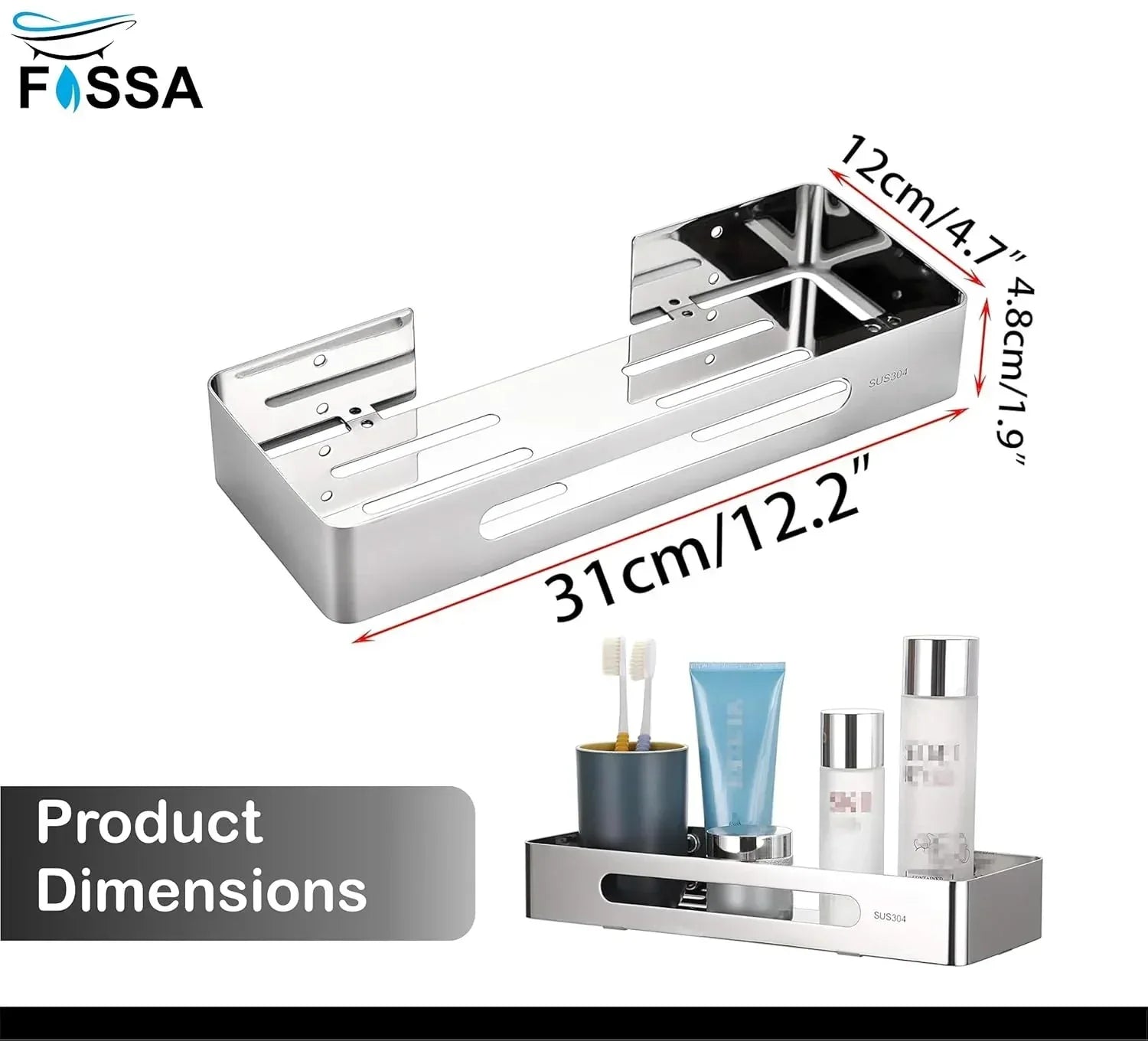 Square Stainless Steel  Corner Shelf  (Silver) 3 Set-1