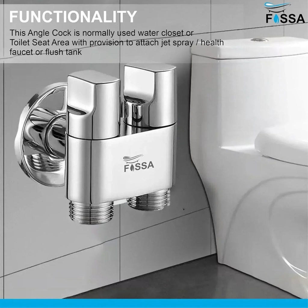 Dual Outlets Control Washing Machine Angle Valve Faucet with Nozzle Silver-2