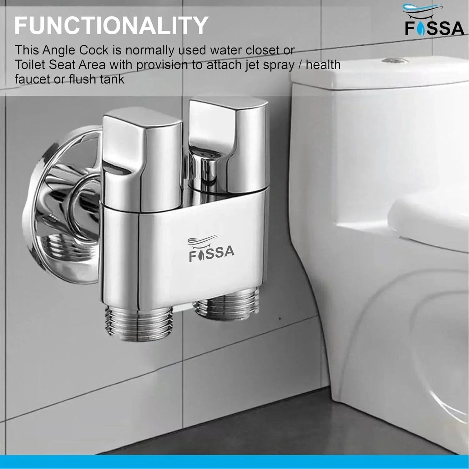 Dual Outlets Control Washing Machine Angle Valve Faucet with Nozzle Silver-2