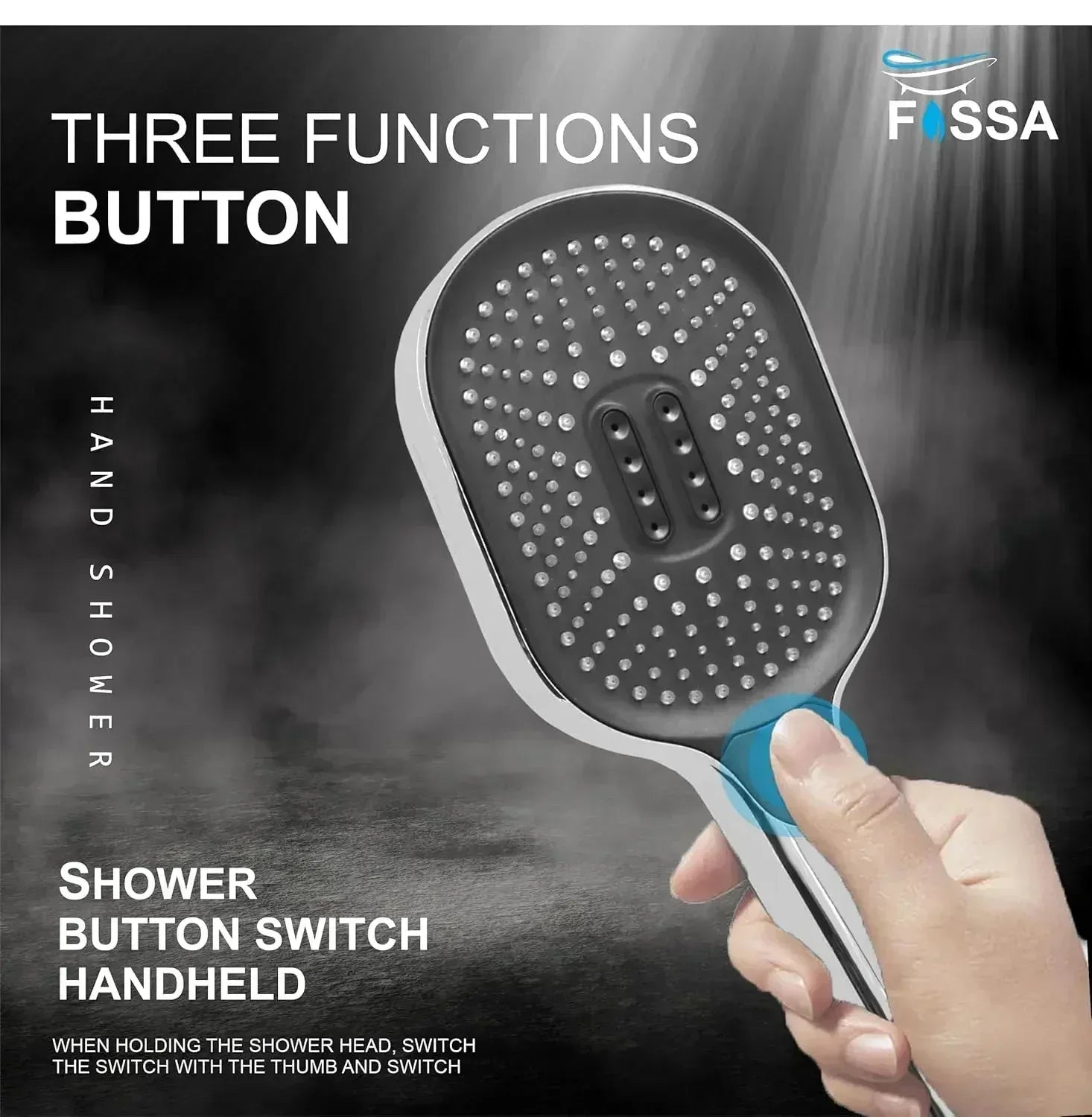 Thunder Black 3-Mode Luxury Handheld Shower Head Black chrome-1