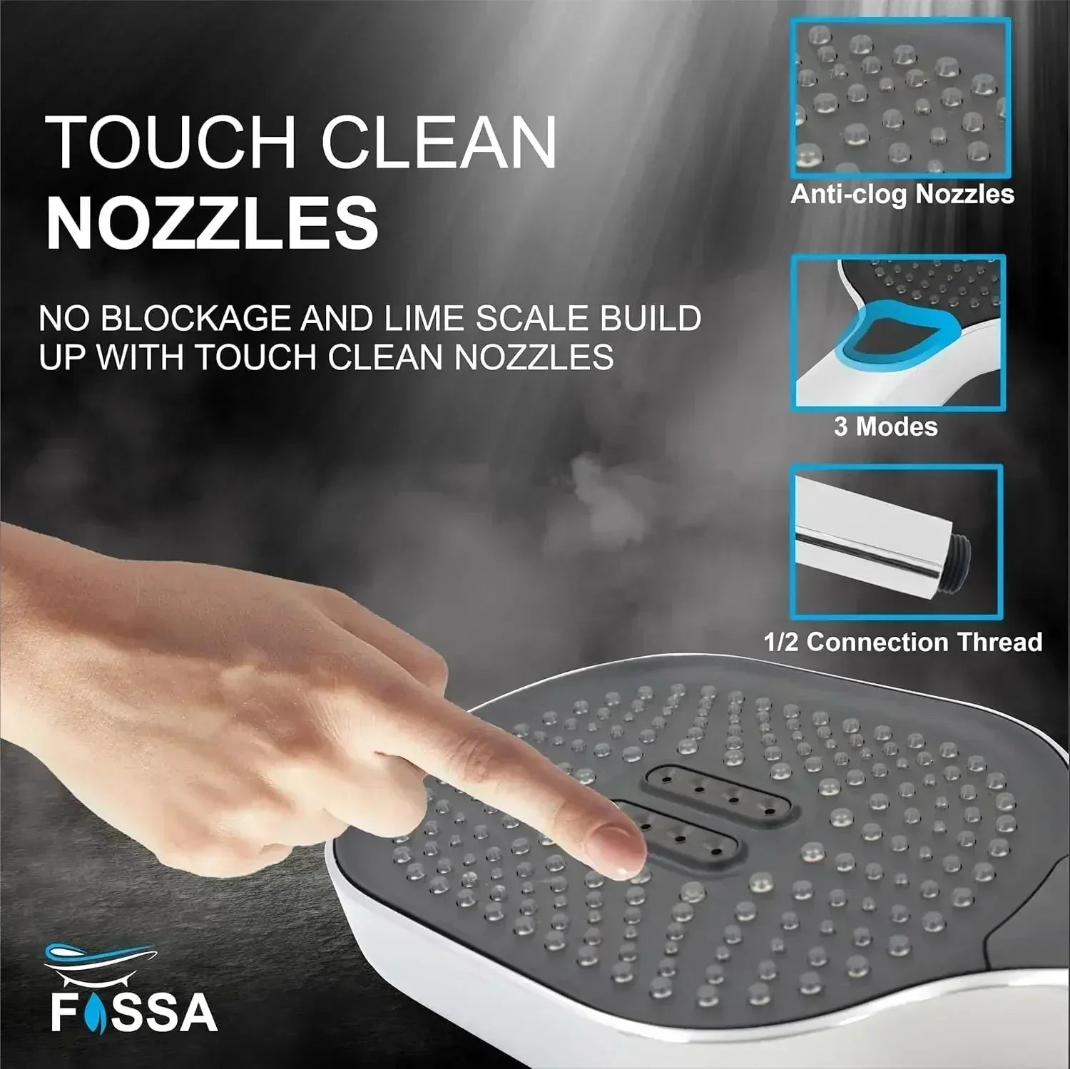 Thunder Black 3-Mode Luxury Handheld Shower Head Black chrome-2
