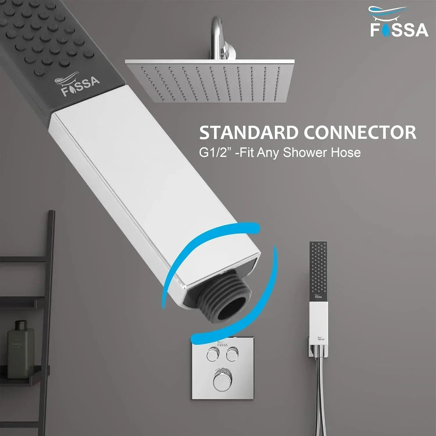 Fossa Vista Square ABS Hand-Held Shower for Bathroom, High Pressure Shower Chrome Finish (Only Shower)