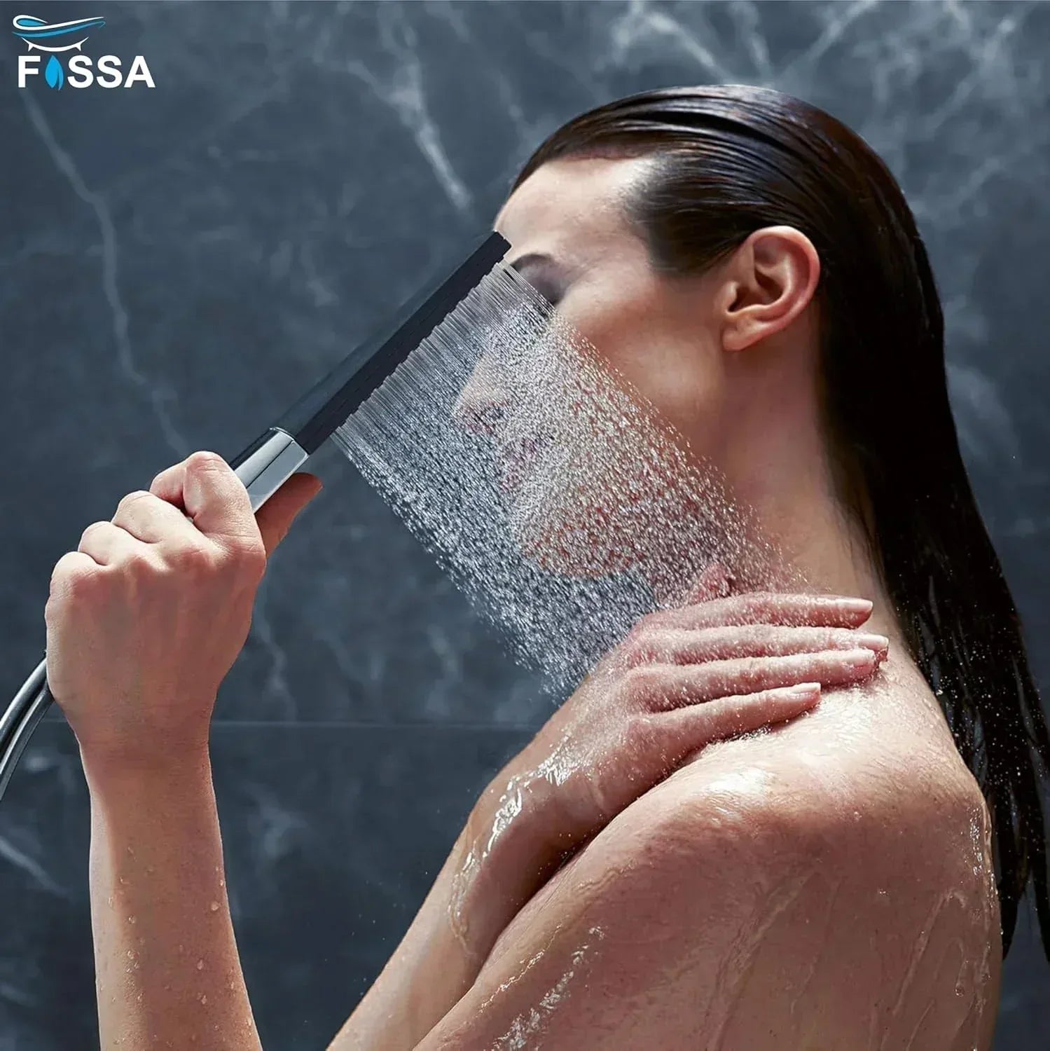 Fossa Vista Square ABS Hand-Held Shower for Bathroom, High Pressure Shower Chrome Finish (Only Shower)