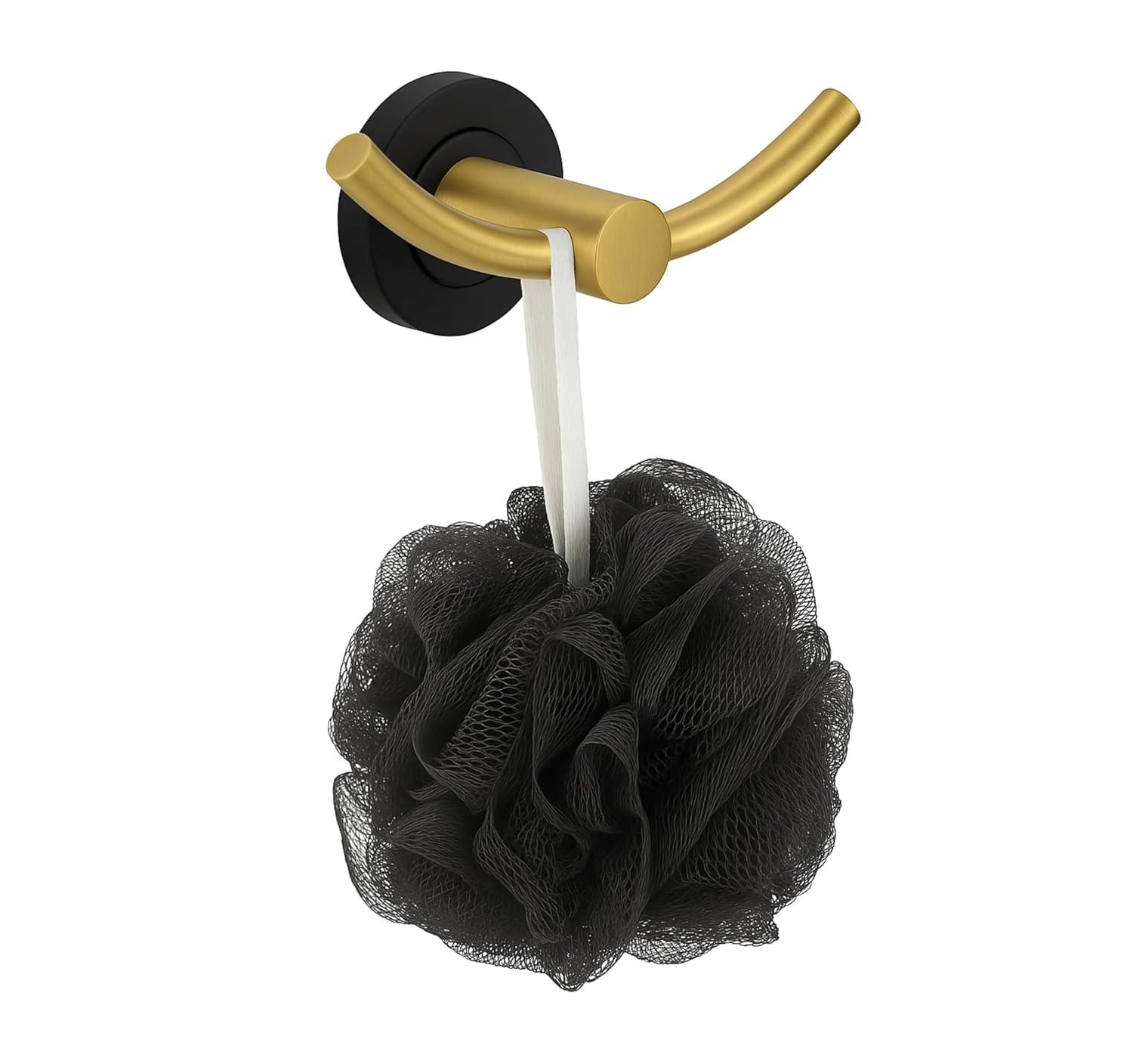 Wall Mounted Stainless Steel Towel & Robe Hook Matte Finish (Gold & Black)