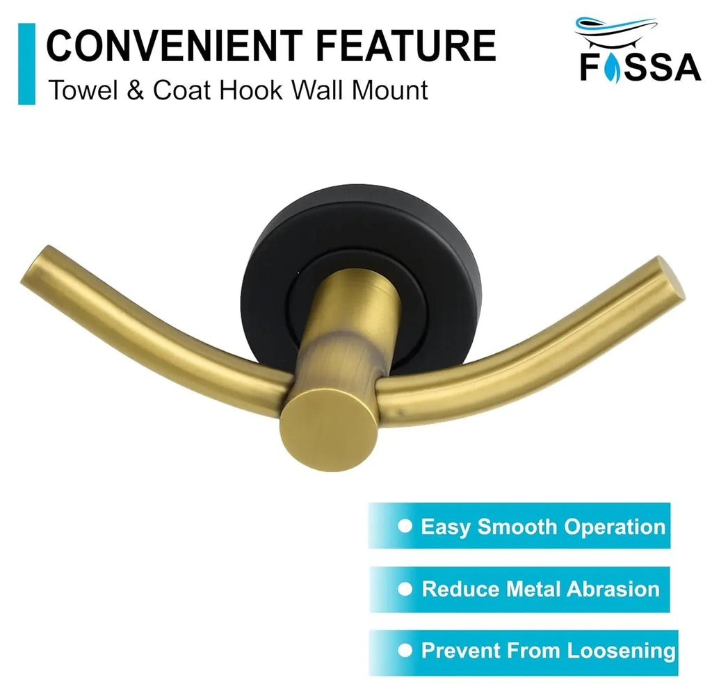 Wall Mounted Stainless Steel Towel & Robe Hook Matte Finish (Gold & Black)