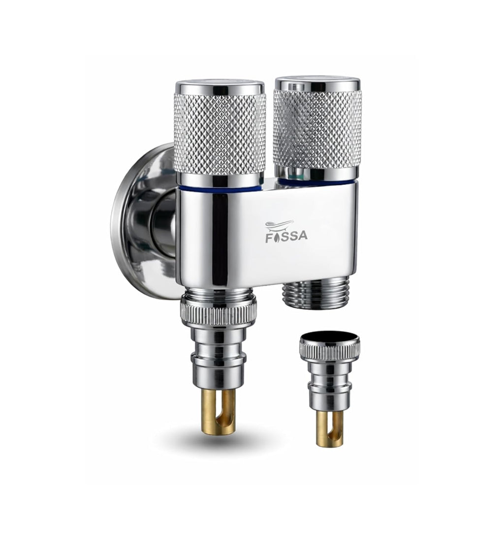 2 Way Galaxy Silver SS Washing Machine Angle Valve with Nozzle-0