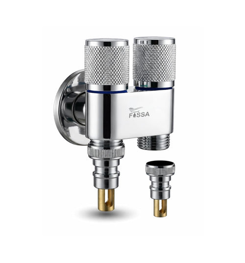 2 Way Galaxy Silver SS Washing Machine Angle Valve with Nozzle-0