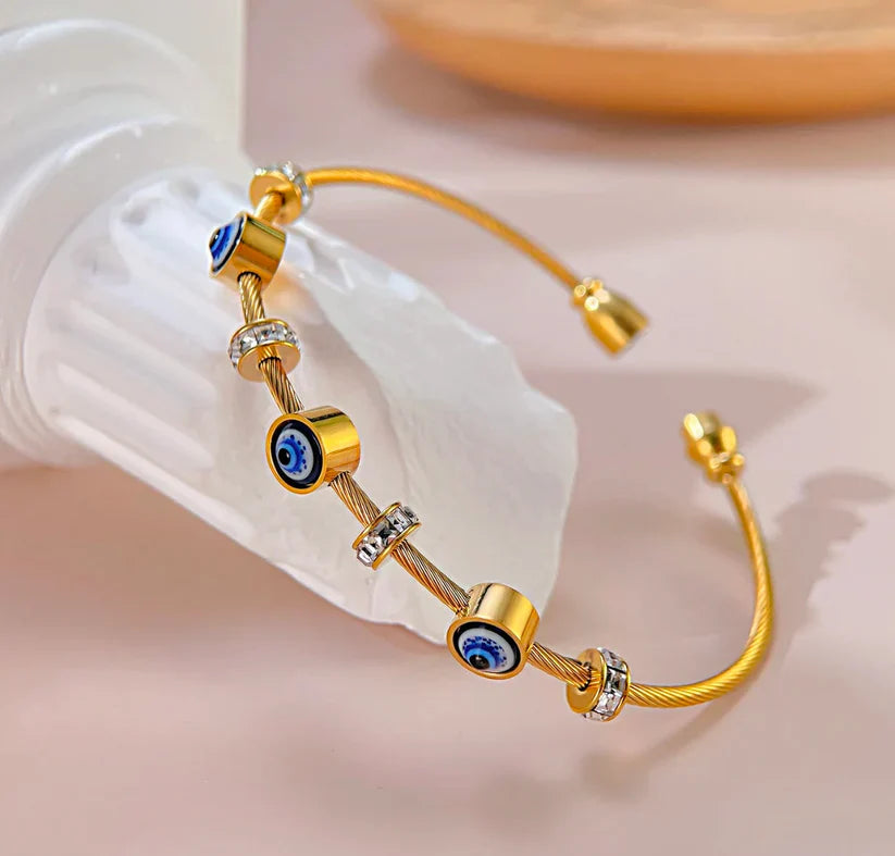 Golden Evil Eye Cable Bracelet-4