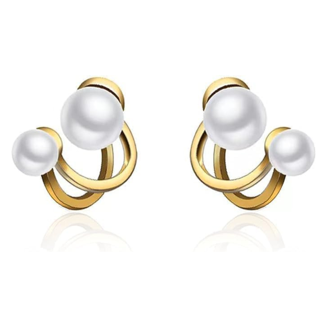 Double Pearl Stud Earring - Sori Style-0