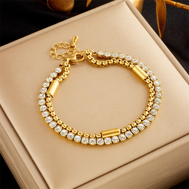 Elegant Double-Layer Diamond Bracelet-1