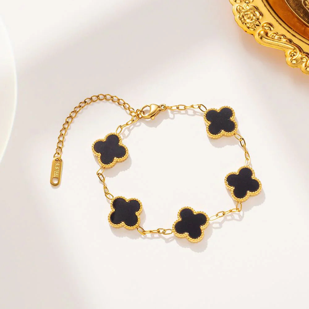 Black Four Leaf Clover Bracelet-1